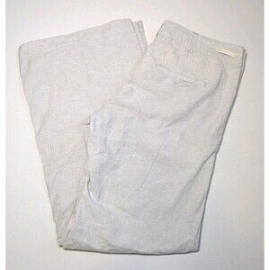 Pilcro Letterpress Linen Blend Pants Women's 10 Wide Leg Chambray Cream Beige